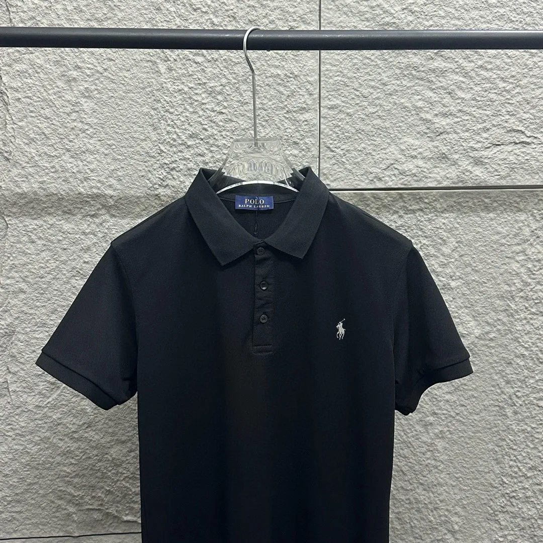 P150 Ralph Lauren POLO 2025 spring and summer new style, simple logo small embroidery pique fabric, short-sleeved polo, same style for men and women Size: M L XL 2XL 3XL Color: black white